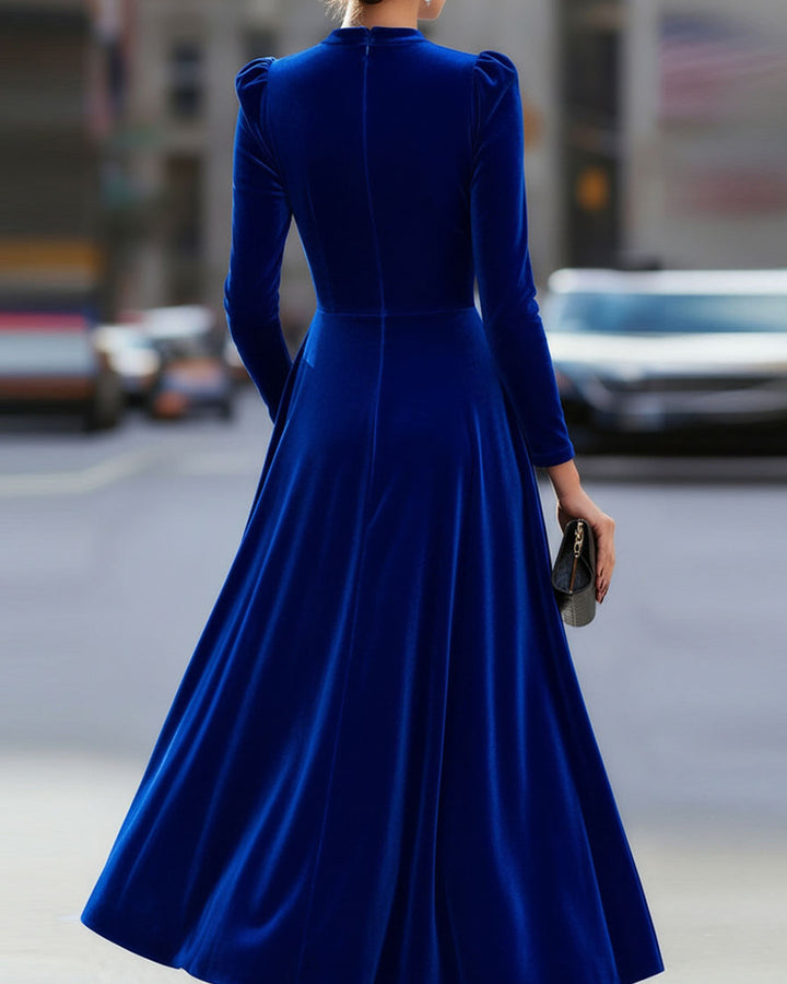 Lena Samt Langarm Midi Kleid Damen