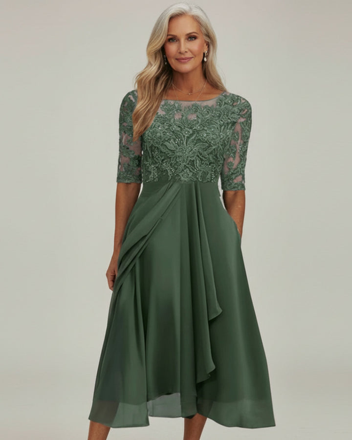 Savannah Damen Chiffon Mittellanges Kleid