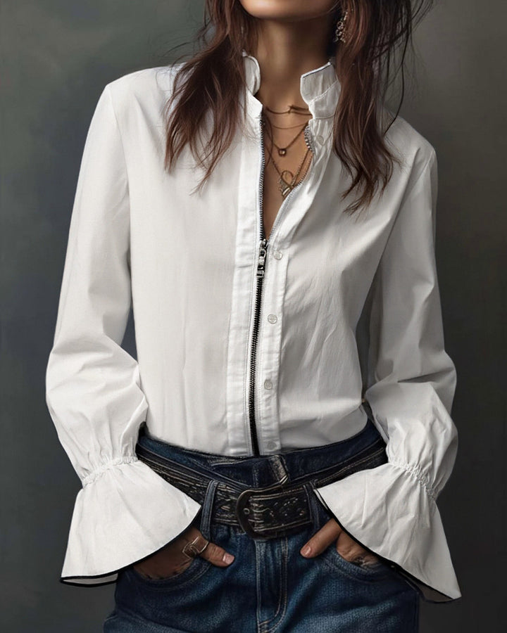 Emma Weiße Bluse mit Rüschen