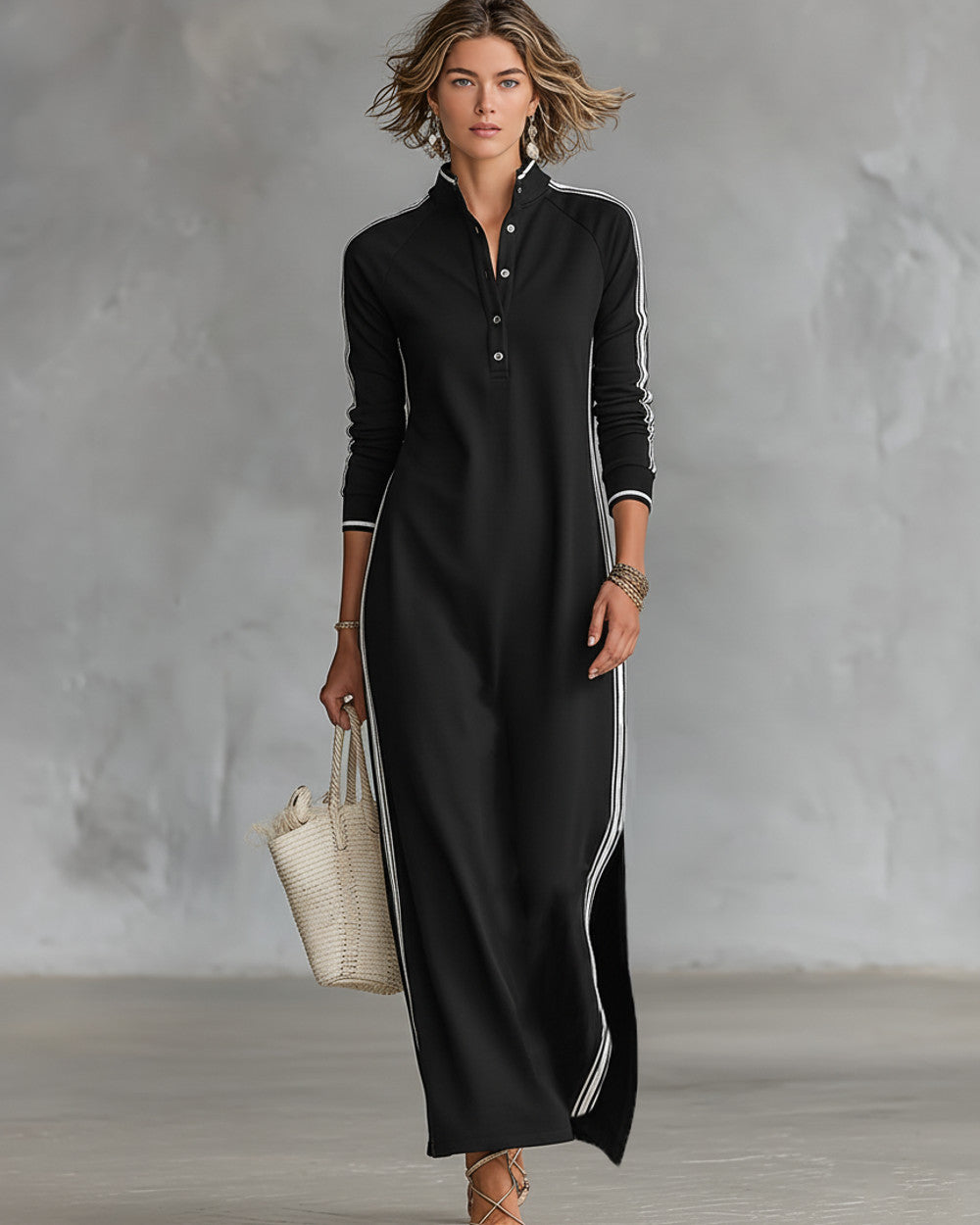 Lena Knopfleiste Kleid Besatz
