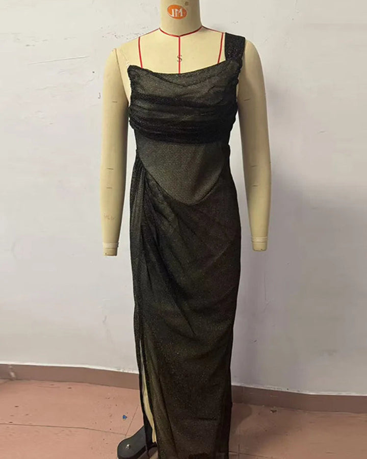 Lena Glanzeffekt Abendkleid Maxikleid