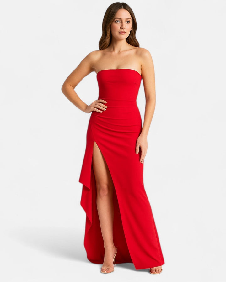 Lena Trägerloses Abendkleid mit Schlitz