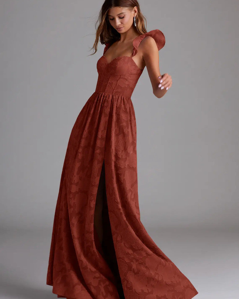 Denisse Terrakotta Brautjungfernkleid