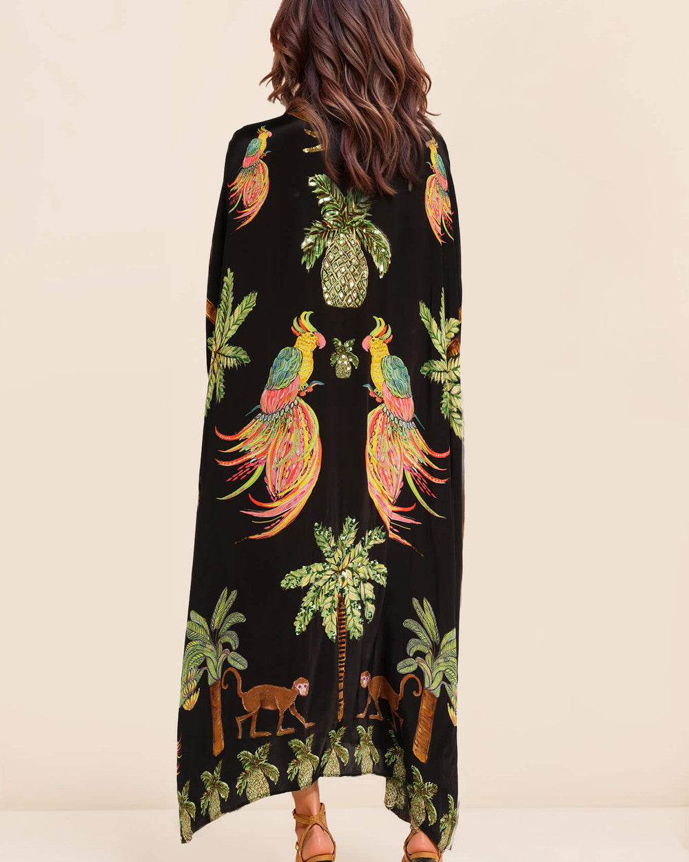 Emma Schulterfreies Palmen Strandkleid
