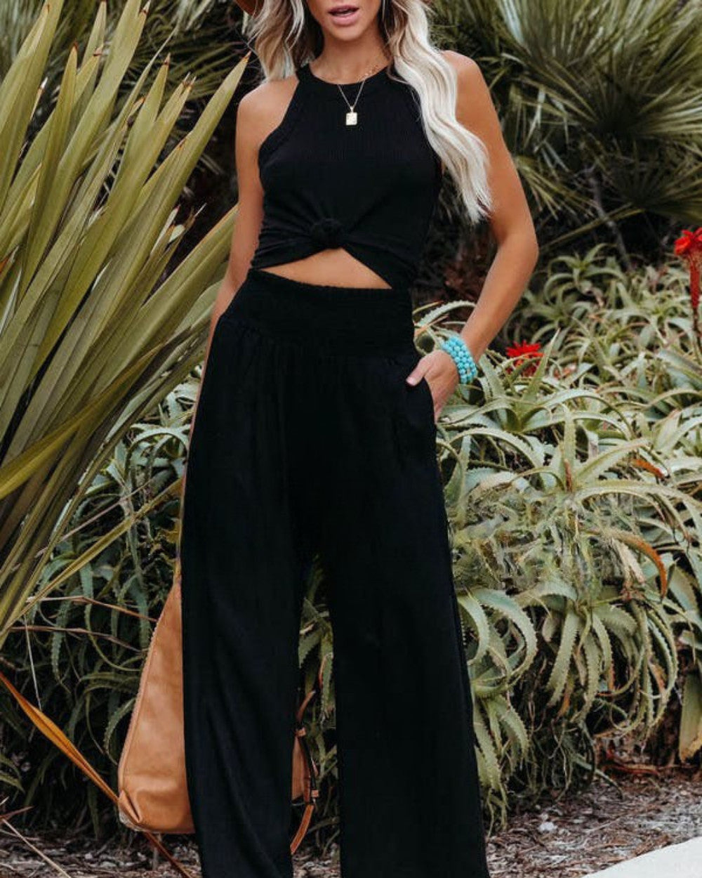 Lena Leinen Stoffhose mit Taschen