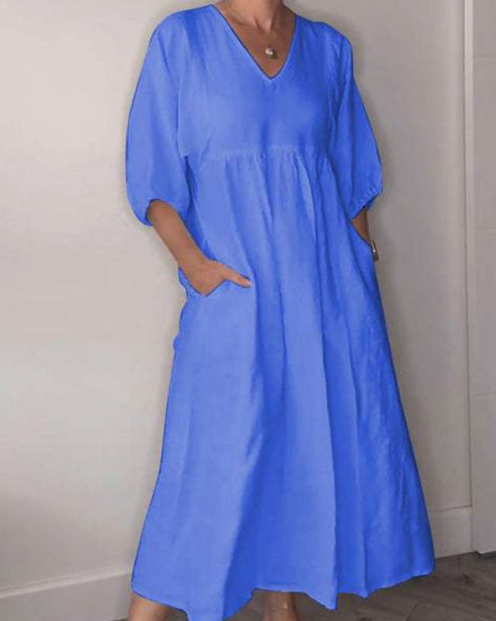 Wylla Bequemes Schickes V-Ausschnitt Kleid