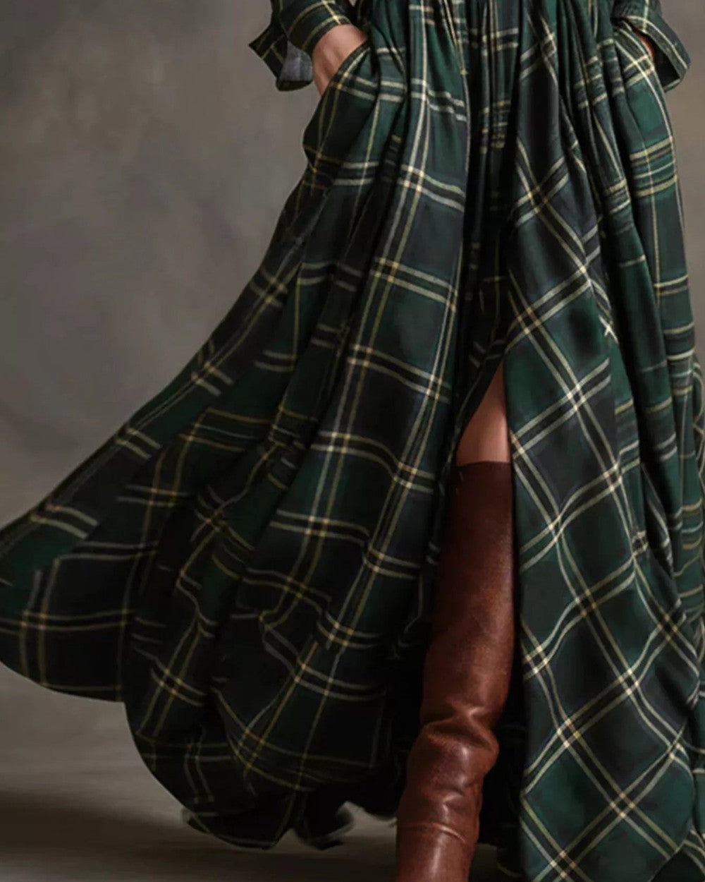 Lena Kariertes Maxikleid Hemdkleid