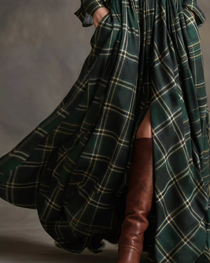 Lena Kariertes Maxikleid Hemdkleid