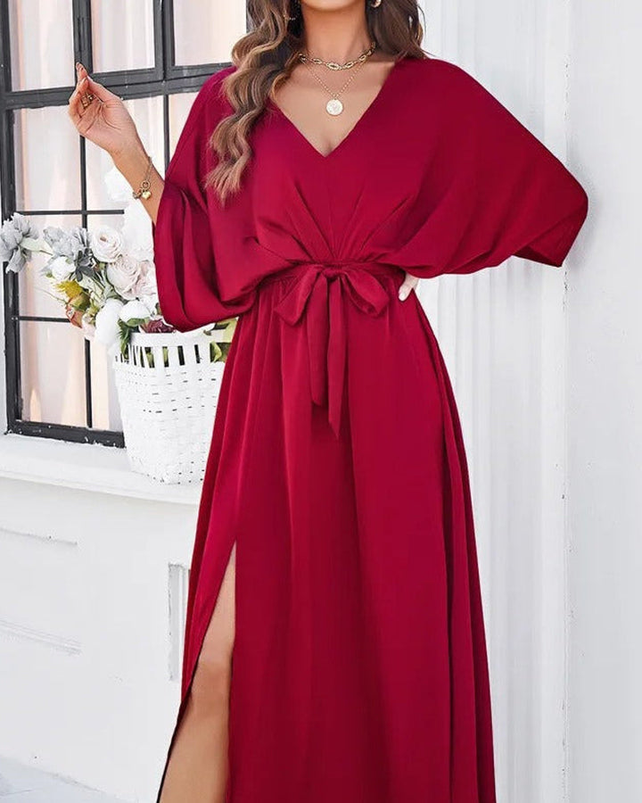 Emma Sommer Maxikleid Damen V-Ausschnitt