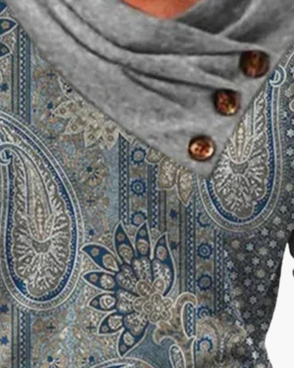 Emma Pullover Wickelkragen Ziermuster