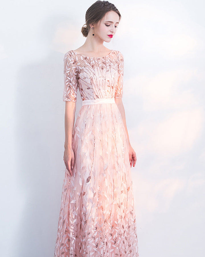 Nina Langes Abendkleid Rundhals Damen