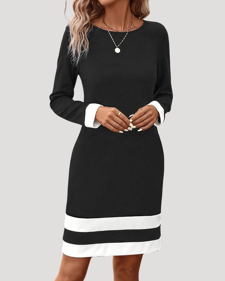 Emma Elegantes Farbblock Midi Kleid