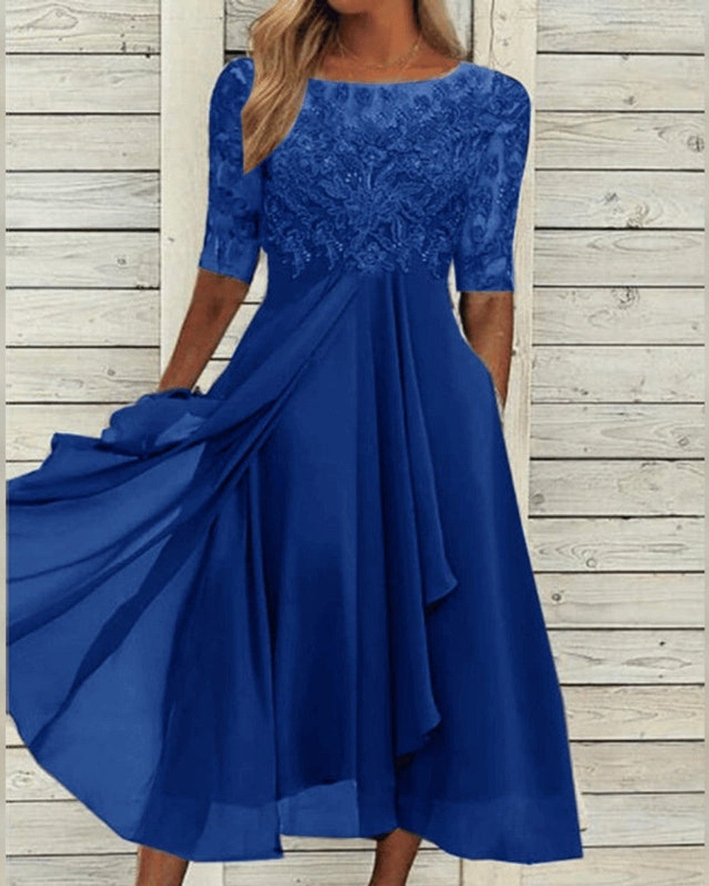 Savannah Damen Chiffon Mittellanges Kleid