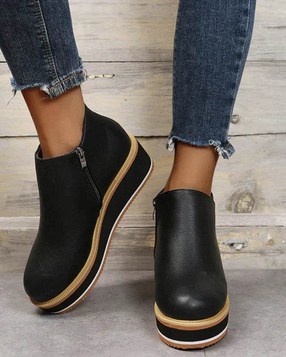 Lena Keilabsatz Stiefeletten Reißverschluss