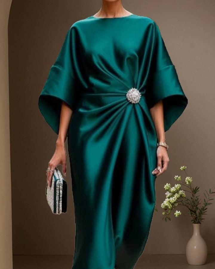 Lena Langes Abendkleid Satin Rundhals