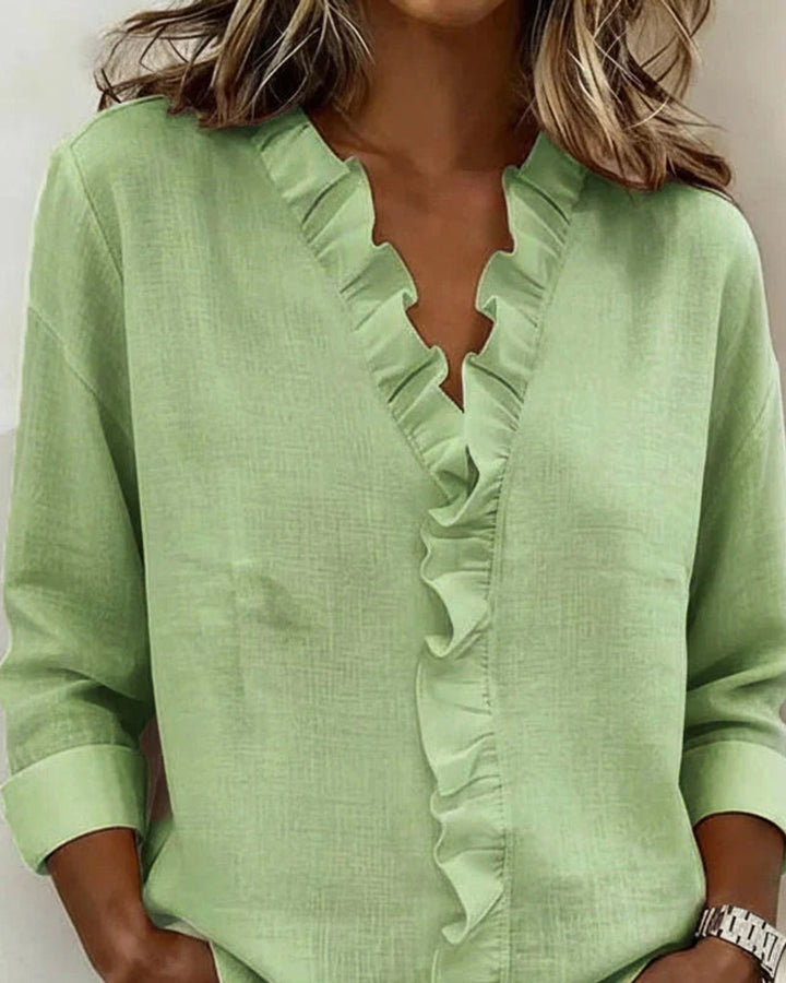 Indie Rüschenbluse Damen Langarm