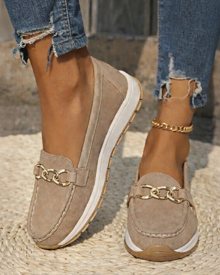 Ellie Flache Schnallen-Slipper Damen
