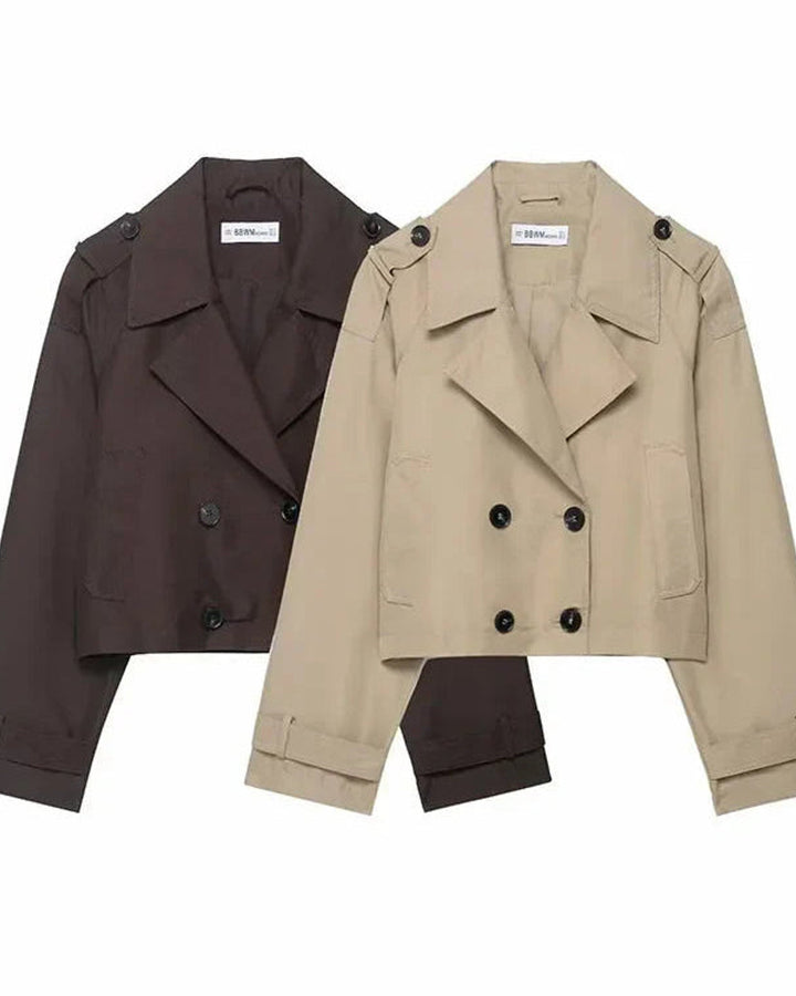 Emma Kurzer Trenchcoat Damen Zweireihig