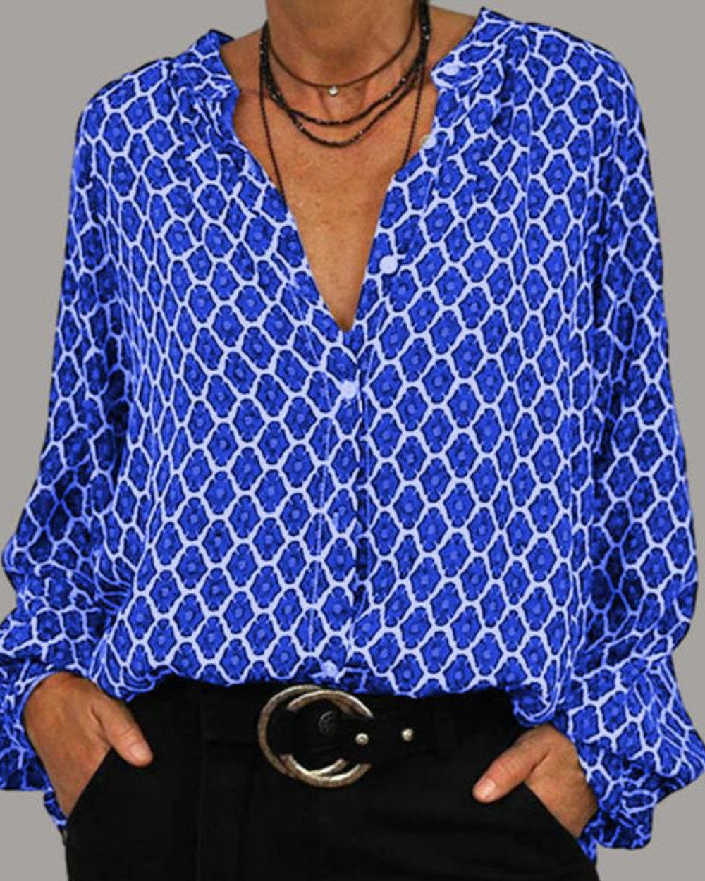 Lena Zwanglose Bluse V-Ausschnitt