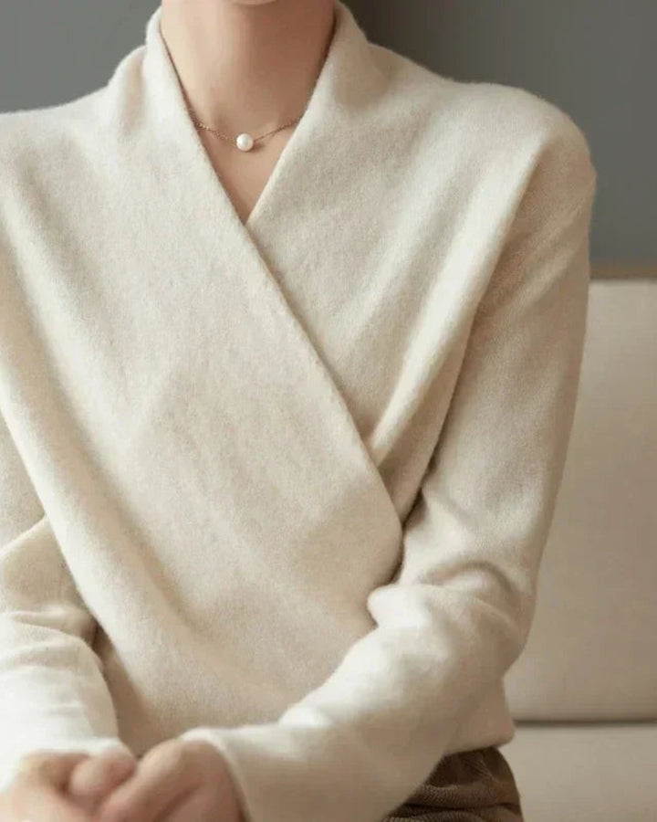 Lena Kaschmirpullover Wickeloptik Damen