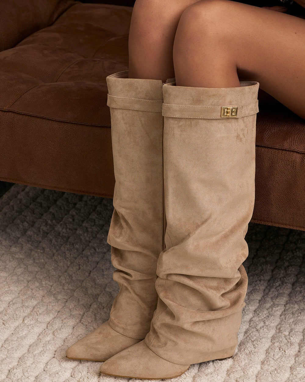 Lavista Wildleder Kniestiefel Beige