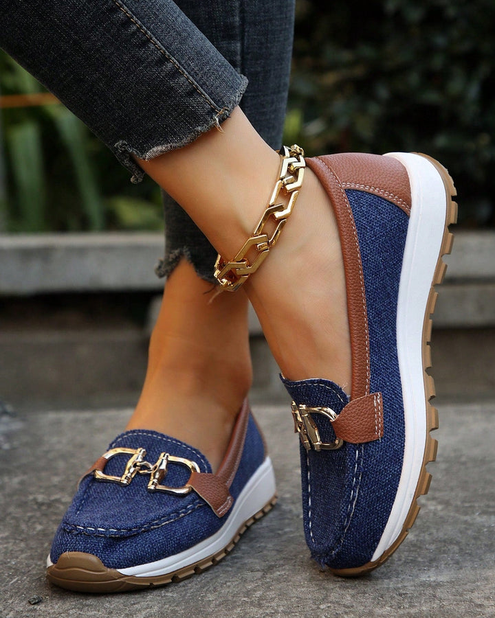 Ellie Flache Schnallen-Slipper Damen