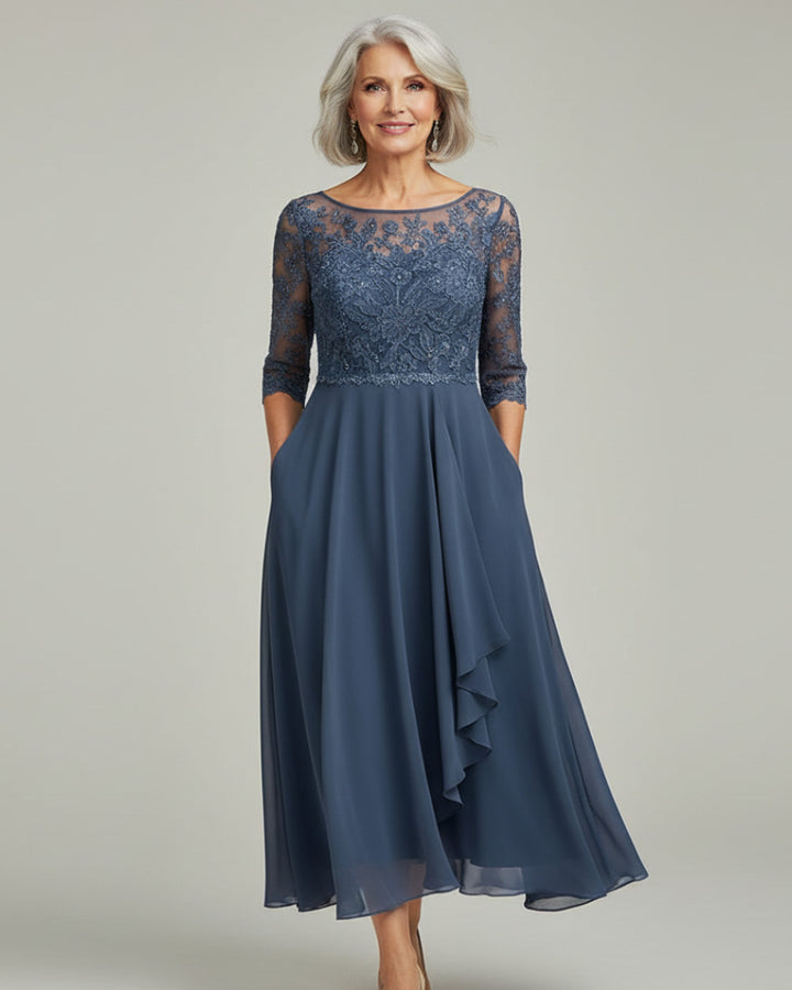 Savannah Damen Chiffon Mittellanges Kleid