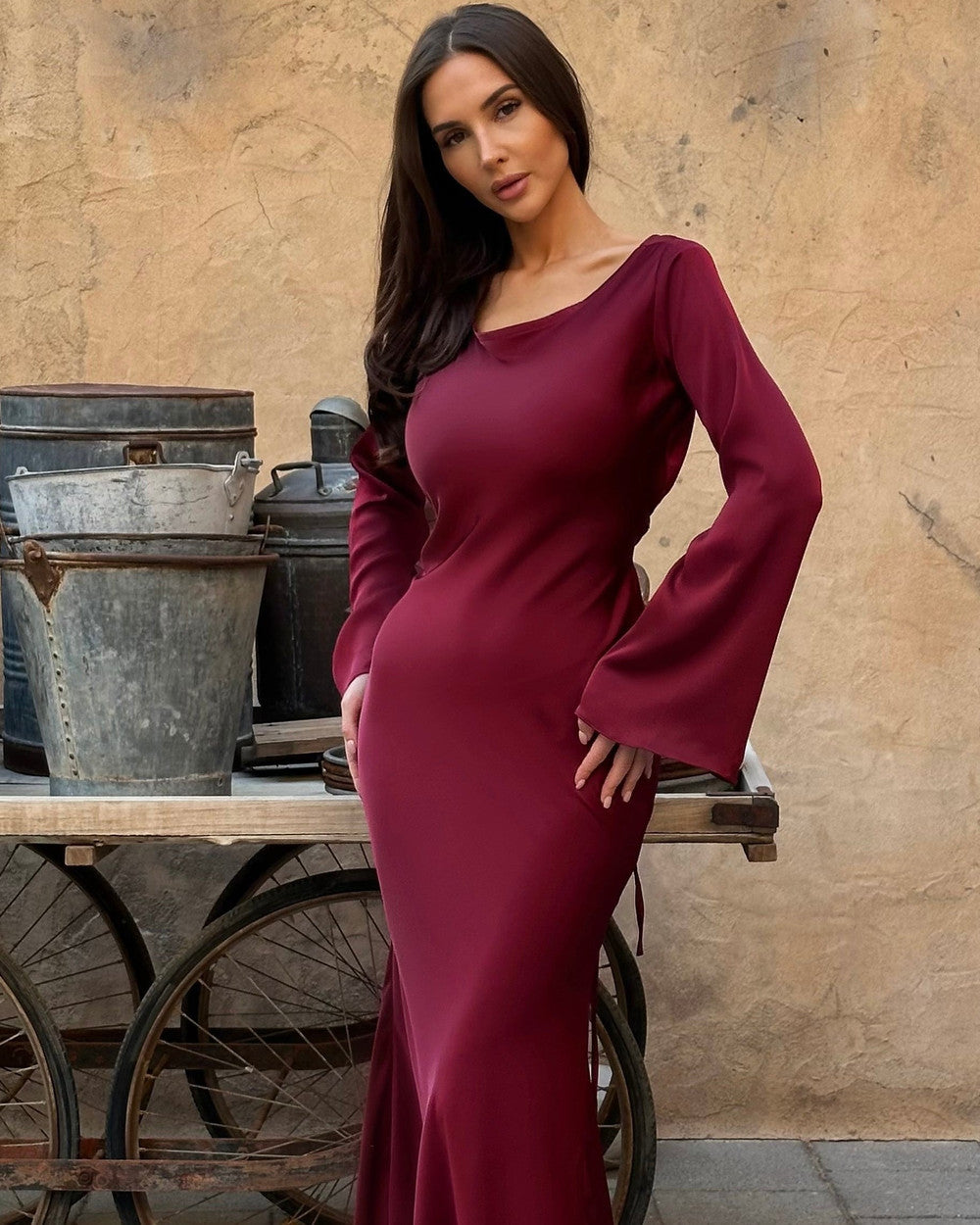 Alina Langärmliges Maxikleid Elegant