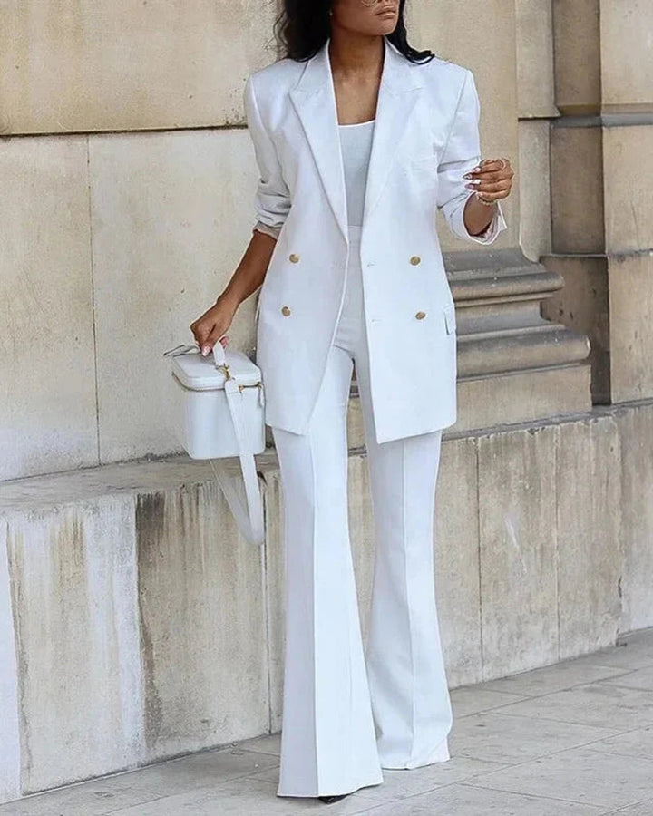 Lena Zweireihiger Langer Hosenanzug