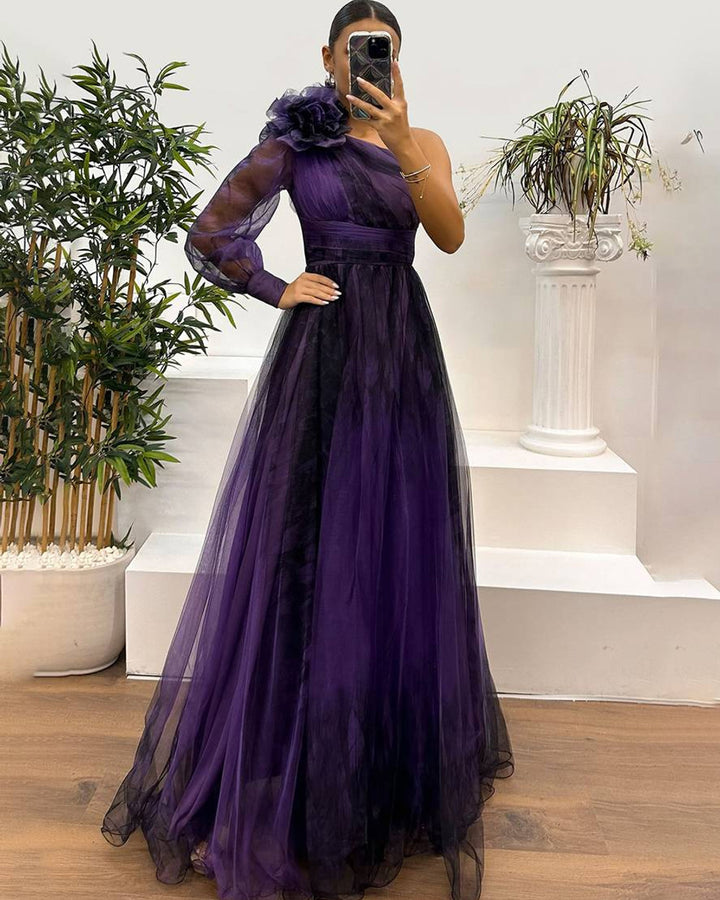 Lena Langes Abendkleid Blumenmuster Tüll
