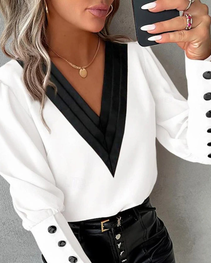Lena Bluse Langarm V-Ausschnitt Damen