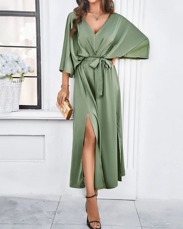Emma Sommer Maxikleid Damen V-Ausschnitt