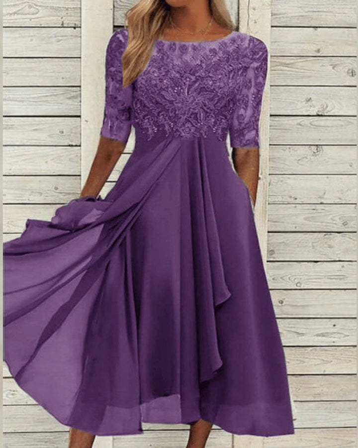Savannah Damen Chiffon Mittellanges Kleid