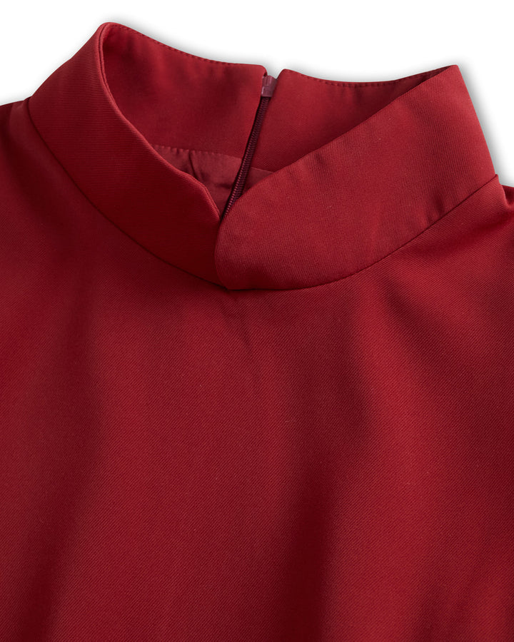 Lena Weißes Mandarinkragen Kleid Gürtel