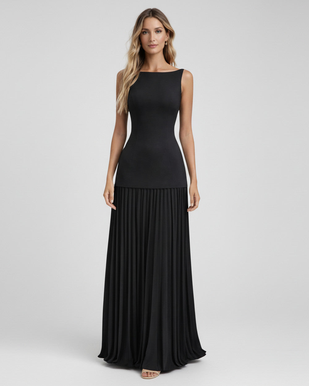 Eline Elegantes Plissee Maxikleid