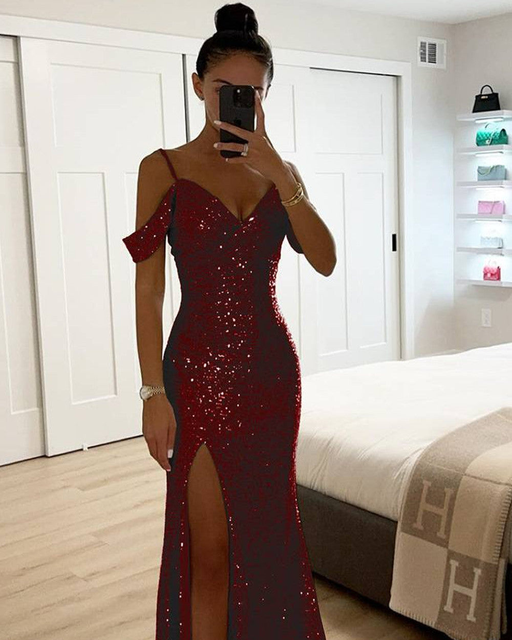 Lena Langes Abendkleid Paillettenglanz