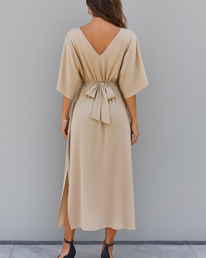 Emma Sommer Maxikleid Damen V-Ausschnitt