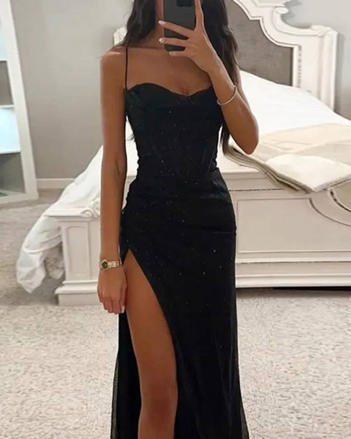 Lena Langes Bustierkleid Seitenschlitz