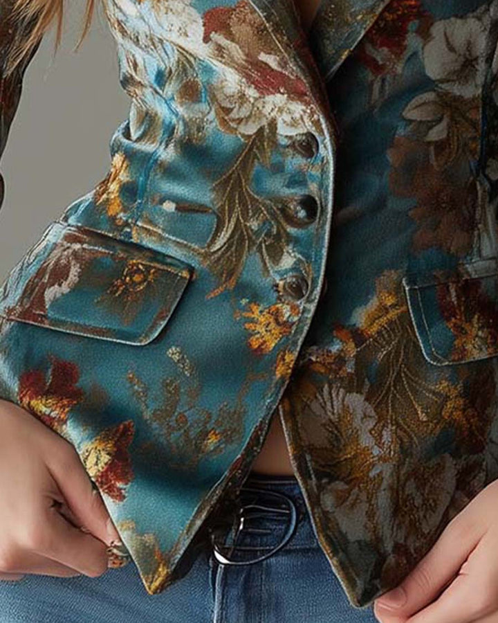 Lena Samtblazer Blumenmuster