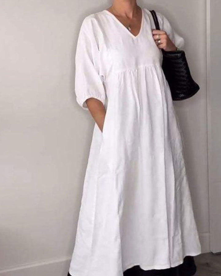 Wylla Bequemes Schickes V-Ausschnitt Kleid