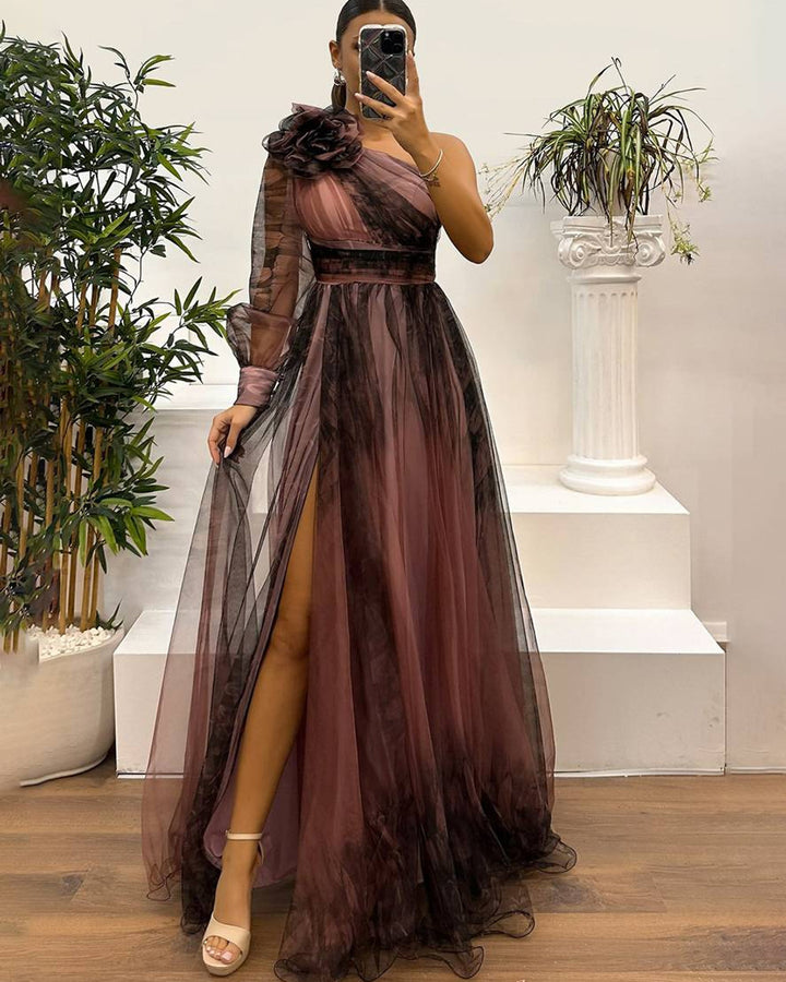 Lena Langes Abendkleid Blumenmuster Tüll