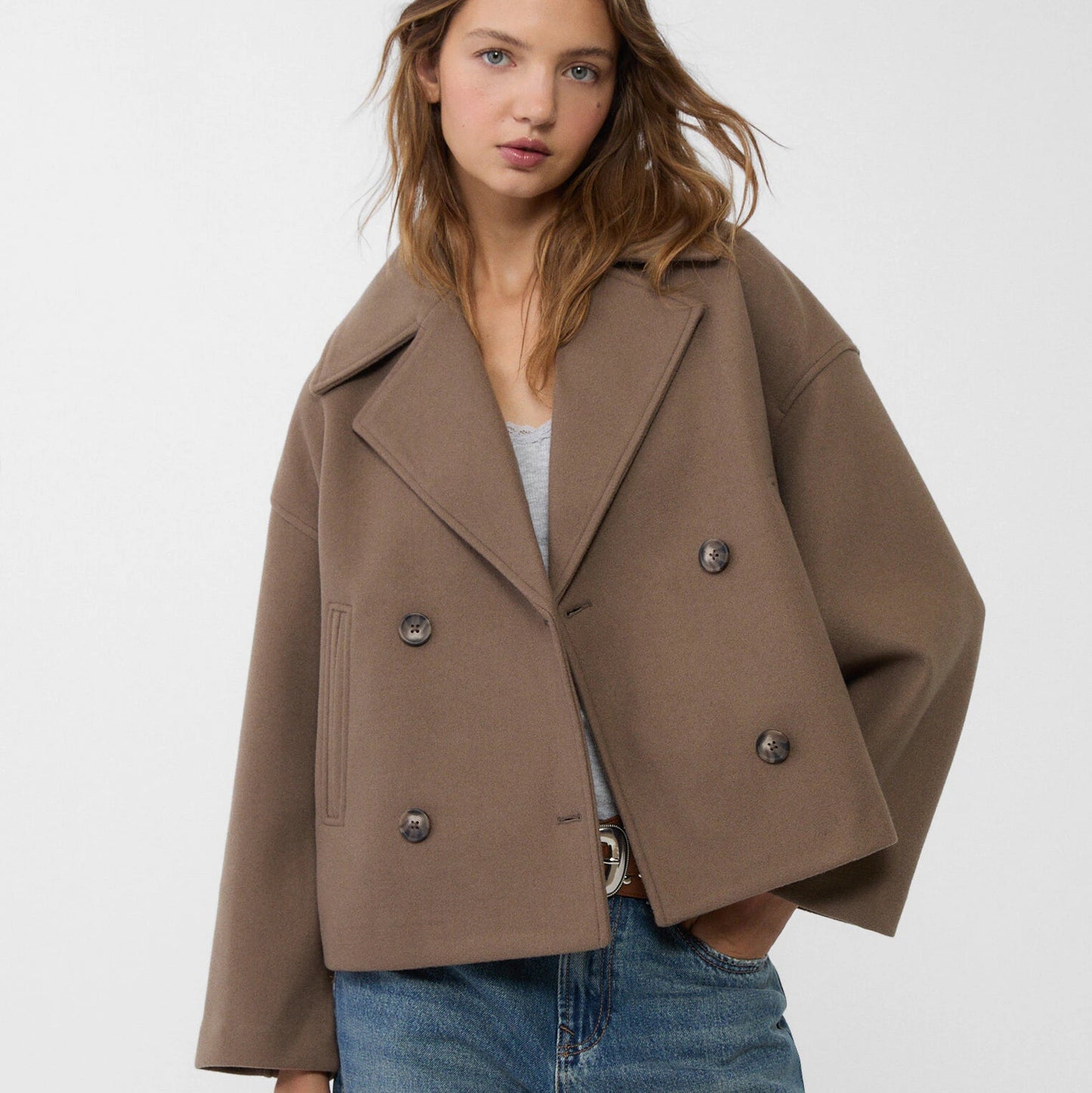 Damen kurze Double-Breasted Jacke