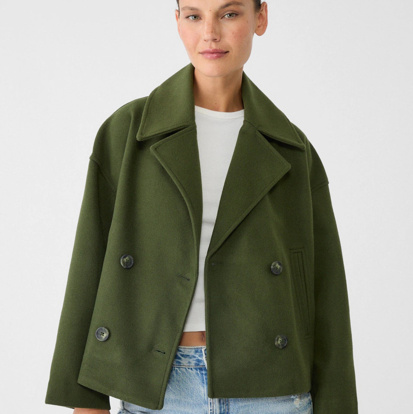 Damen kurze Double-Breasted Jacke