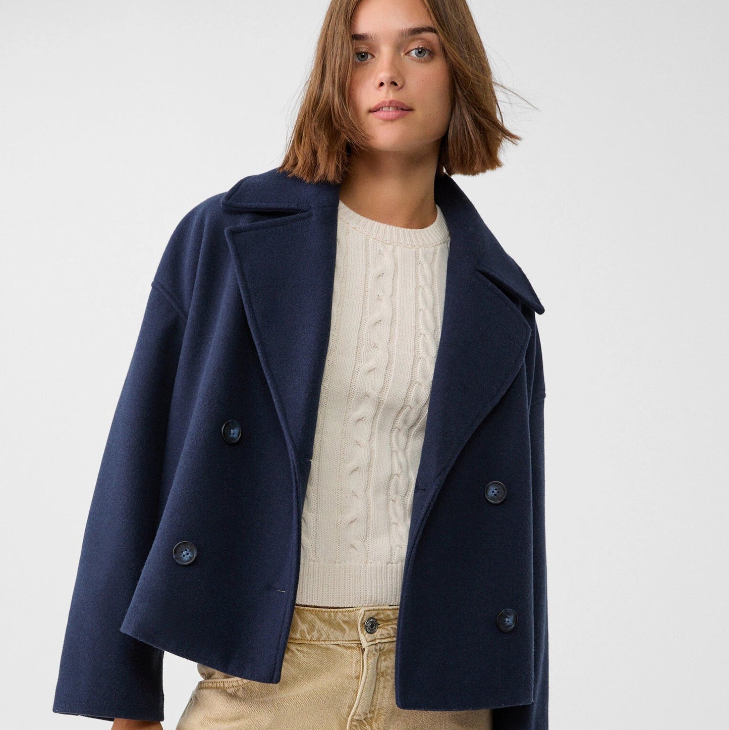 Damen kurze Double-Breasted Jacke